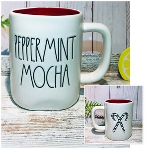 Rae Dunn PEPPERMINT MOCHA mug Candy cane double sided mug